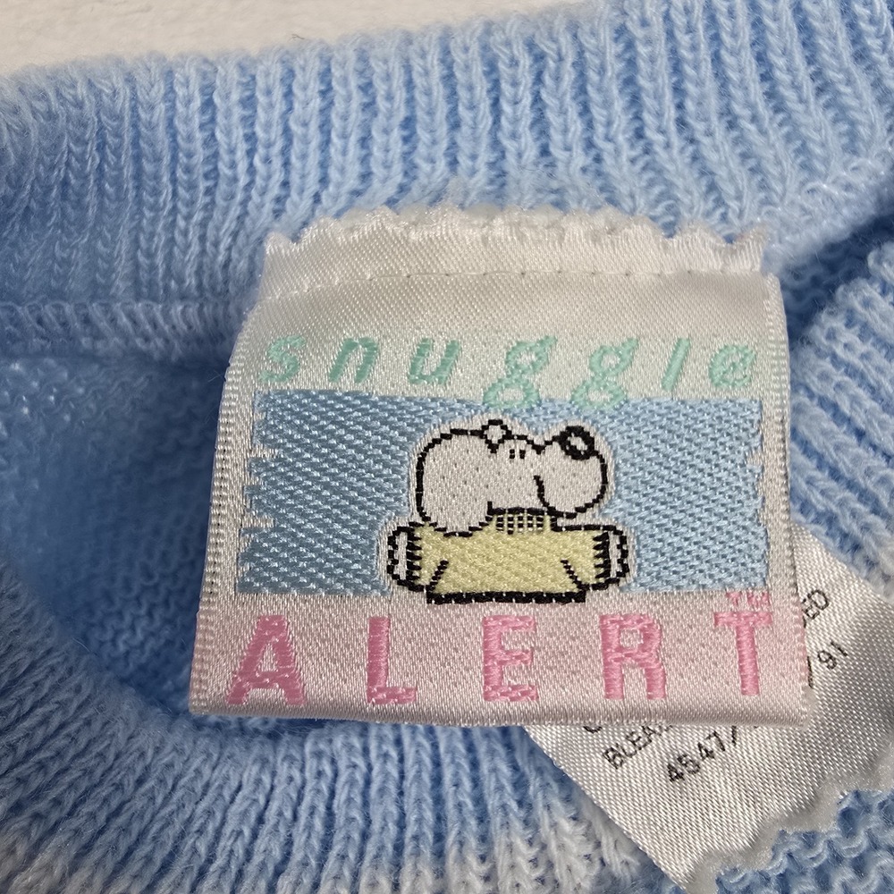 Vintage Snuggle Alert Blue w/ White Baby Sweater Size‎ 6-9 Months - Picture 4 of 7
